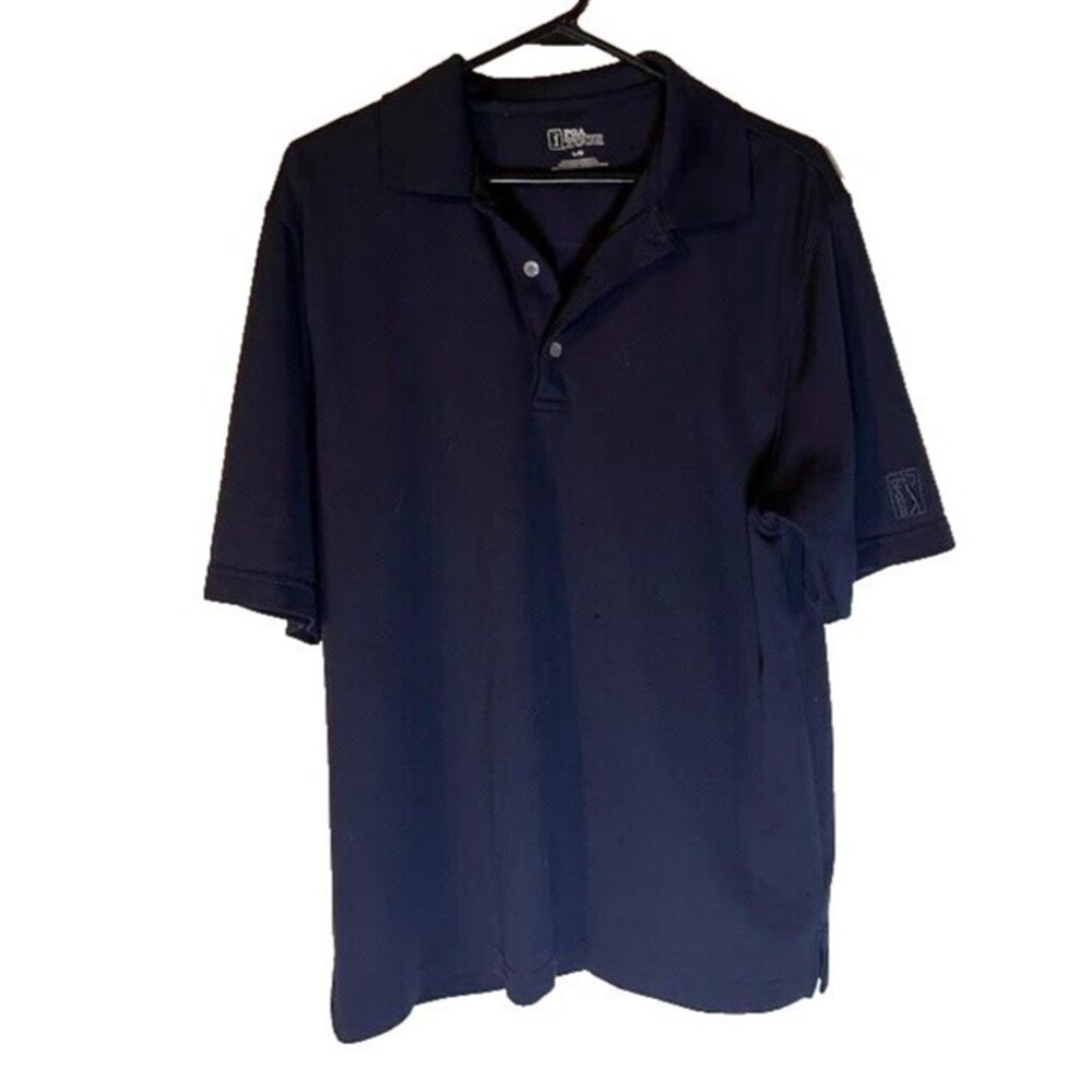 PGA Tour Polo Shirt L Navy Blue Golf Athleisure Preppy Normcore Short Sleeve